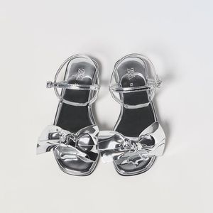 Zara metallic bow sandals